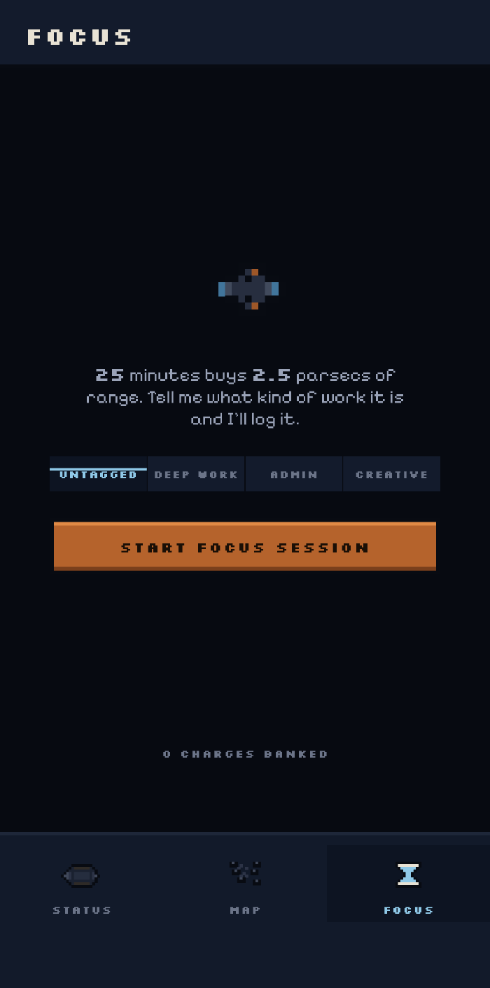 Haven Run focus screen with a 25-minute session tagged and ready to start